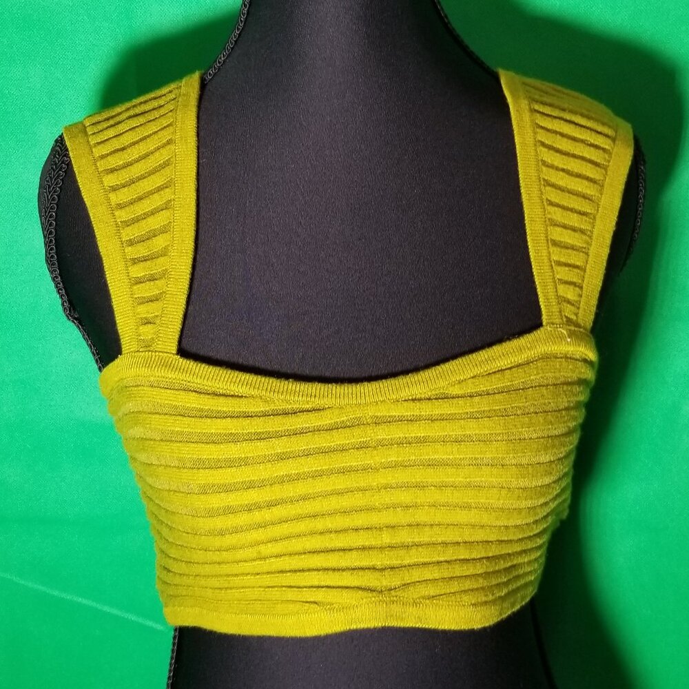 Wild Fable Womens Knit Ribbed Crop Tank Top‎ Size Small Lime Green Festival